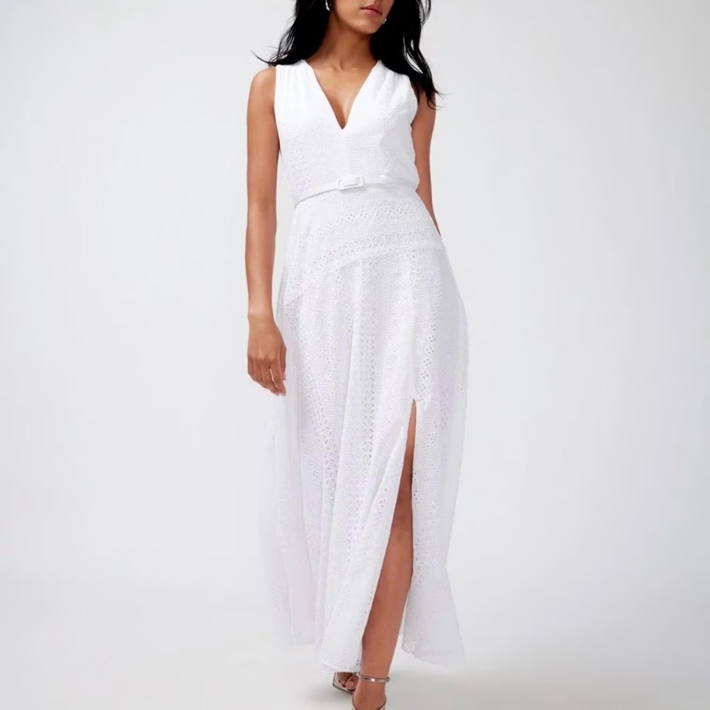 NWT! White House Black Market Eyelet Slit Maxi Dress, Size 2 Petite